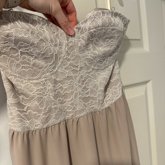 Paper Crown Taupe Strapless Gown - Picture 4 of 5